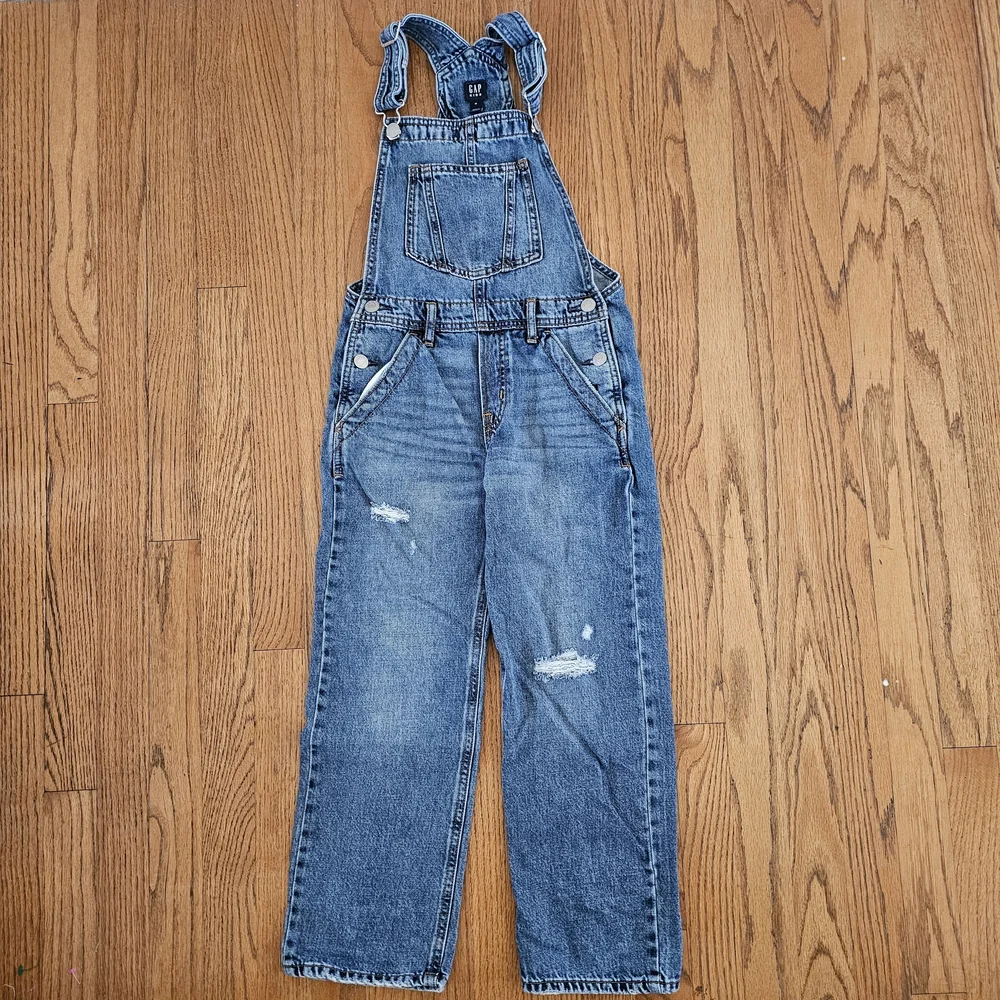 GAP Kids Classic Distressed Denim Overalls Size M